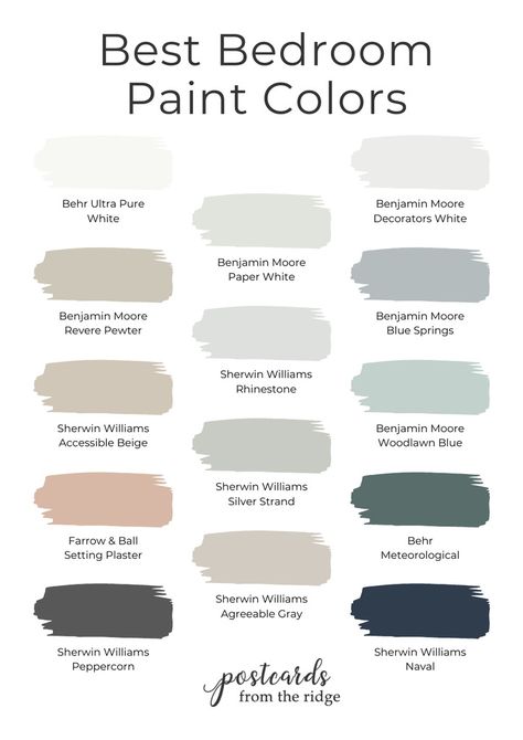 Bedroom Paint Color Chart.pdf | Powered by Box Bedroom Paint Colors With White Trim, Farmhouse Bedroom Ideas Master Suite Paint Colors, Cool Bedroom Paint Colors, Paint Color Master Bed, Simple Bedroom Colors, Bedroom Paint Ideas Benjamin Moore, Bedroom Paint Ideas Color Schemes Accent Walls, Historic Bedroom Paint Colors, Bedroom Paint Palette