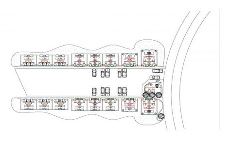 Motel_Plan Motel Design, Coastal House Plans, Parking Area, Coastal House, Drawing Block, Design Layouts, Autocad Drawing, Bed Room, Autocad