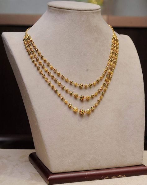 Matarmala Design, Gundla Chain Designs, Simple Step Chains In Gold Indian, Gundla Mala Necklaces, Steps Chain Models, Tali Chain Designs Gold Kerala, Steps Chain Gold Indian, Mohanmala Gold Design, Mohan Mala Jewellery Gold