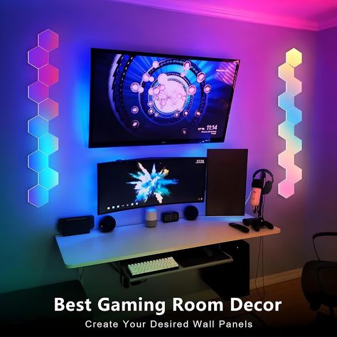 🎮✨ Our RGB collection has it all! Brighten your gaming space with every color and style imaginable. 🌈🔥 Hexagon Game, Gaming Room Decor, Light App, Light Panels, Honeycomb Design, Creative Lighting, Led Wall Lamp, Night Light Diy, Diy Lighting