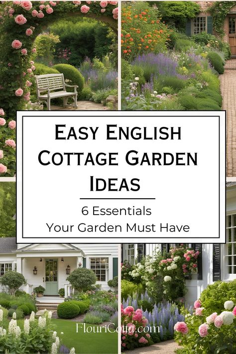 18 Easy English Cottage Garden Ideas Anyone can Grow - FlouriCotta English Cottage Style Landscaping, English Backyard Ideas, English Front Garden Ideas, English Garden Backyard Design, Old English Garden Ideas, Cottage Landscape Ideas, English Cottage Landscaping, English Cottage Porch, Cottage Landscaping Front Yard