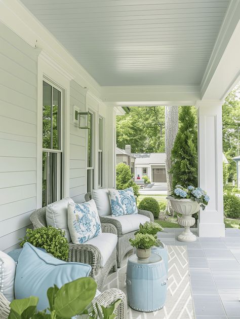 28 Covered Front Porch Designs [Inc. Colonial, Rustic, and Modern] Southern Back Porch, Shabby Chic Outdoor Decor, Victorian Front Porch, Front Porch Light, Southern Front Porch, Bungalow Porch, Front Porch Seating, Southern Porch, Covered Front Porch