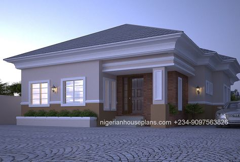 nigerian-house-plans-4-bedroom-bungalow 4 Bedroom Bungalow House Plans, 4 Bedroom Bungalow, Four Bedroom House Plans, Modern Bungalow House Plans, 4 Bedroom House Designs, Bedroom Bungalow, Bungalow Style House, Simple Plan, Modern Bungalow House