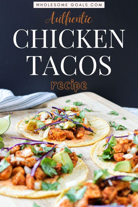 Try out this super easy recipe for Chicken Tacos that takes just 30 minutes to prepare! Authentic Street Tacos Chicken, Authentic Tacos Chicken, Authentic Mexican Tacos Chicken, Authentic Chicken Tacos Recipe, Chicken Tacos Street Style, Authentic Mexican Street Tacos Chicken, Mexican Style Chicken Tacos, Chicken Tacos Mexican Style, Mexican Chicken Tacos Authentic