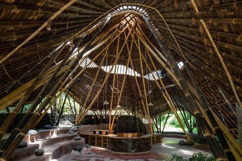 The 11-Day Bamboo Building and Design Course in Bali Green School Bali, Bamboo Building, Communal Kitchen, Natural Building Materials, Bamboo Structure, Bamboo Architecture, Bamboo Construction, Public Architecture, Landscape And Urbanism