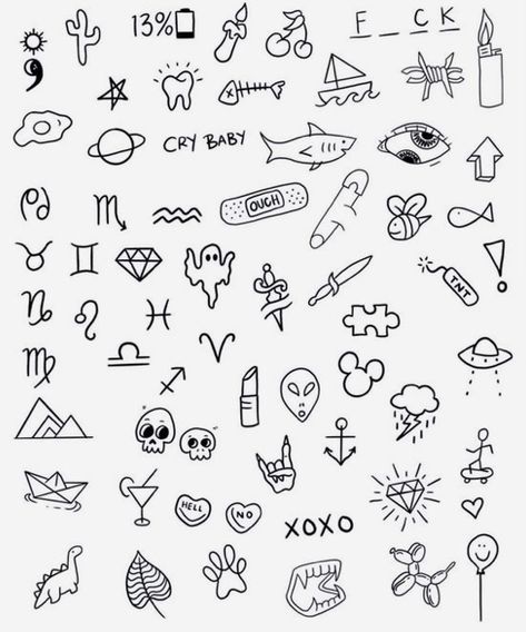 Small Tattoo Ideas Doodles, Stick And Poke Tattoo Dinosaur, Small Drawings To Draw On Your Hand, Stuff To Doodle On Your Hand, Cute Small Doodle Tattoos, Small Simple Tattoo Stencil, Tattoo Ideas Silly, Drawings On Hands Pen Easy, Stick N Poke Tattoos Grunge