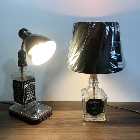 Jack Daniels Lamp, Jack Daniels Bottle, Bottle Lamps, Bottle Decor, Light Ideas, Making Stuff, Bottle Lamp, Jack Daniels, Glass Bottle