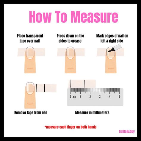 A guide you can use to measure your natural nails to ensure your press-ons fit 😊 - Once you know what type of nails you desire, you can send me your measurements for each corresponding finger. Type Of Nails, Press Ons, How To Measure, Types Of Nails, What Type, Natural Nails, Send Me, How To Know, Instagram A