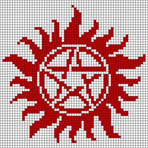 Alpha pattern #139475 | BraceletBook Supernatural Alpha Pattern, Crochet Supernatural, Starting Crochet, Demon Possession, Stitch Stuff, Pixel Crochet, Sam Dean, Supernatural Sam, Pixel Design