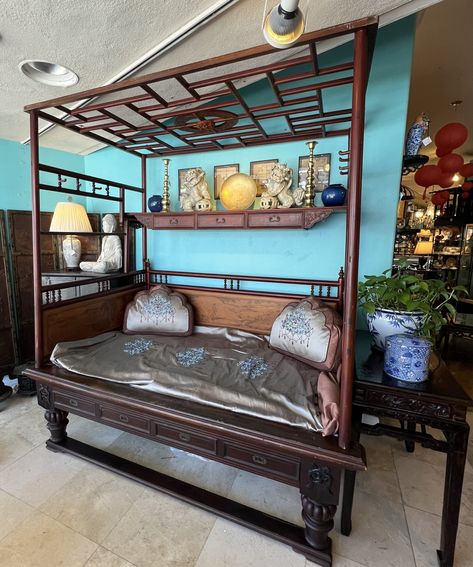 Vintage Chinese Wedding Bed Chinese Wedding Bed, Chinese Bed, Bed Deck, Wedding Bed, Traditional Chinese Wedding, La Jolla California, Bed Dimensions, Chinese Wedding, La Jolla