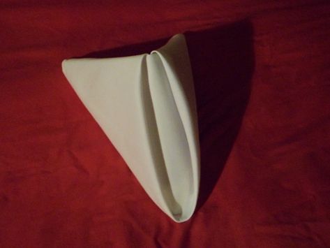 Pyramid napkin fold Pyramid Napkin Fold, How To Fold Napkins, Folded Napkins, Fold Napkins, Reception Tables, Fabric Napkin, Napkin Folding, How To Fold, Wedding Reception Tables