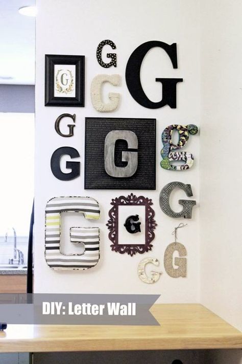 Monogram Wall Decor, Monogram Wall Art, Pinterest Challenge, Initial Wall, Monogram Wall, Letter G, Wall Crosses, Letter Wall, Gallery Walls