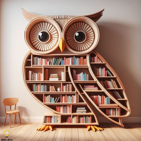 Owl shaped bookshelf Owl Furniture, Diy Bookshelf Design, Girls Room Design, Home Library Design, Bookshelf Design, Home Decor Crate, Bookshelves Kids, Bookshelves Diy, Front Door Design