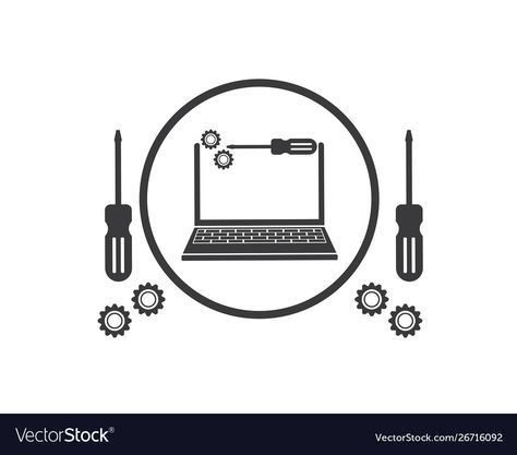 Computer Service, Service Logo, Logo Icon, Computer Repair, Vector Illustration Design, Logo Icons, Icon Design, Png Images, Illustration Design