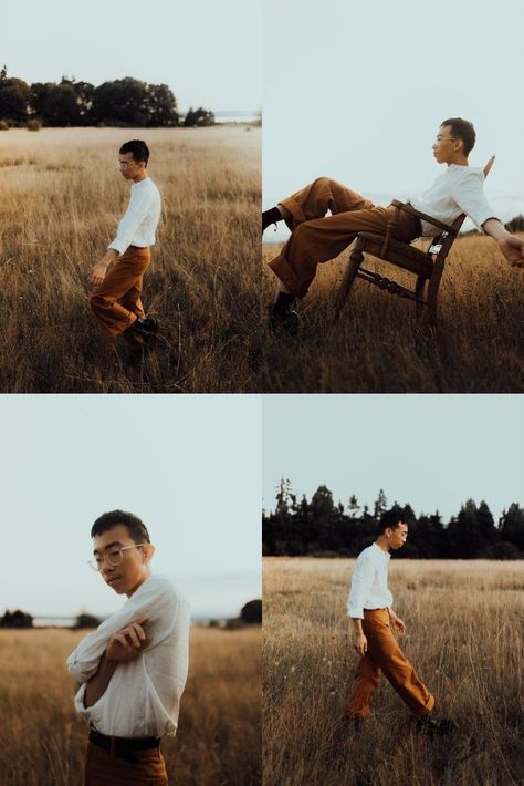 Man Photography Aesthetic, Photography In The Field, Male Model Photography Outdoor, Photoshoot Male Ideas, Modeling Poses Outdoor, Male Field Photoshoot, Photoshoot Outside Ideas Creative, Photoshoot Male Model, Male Photo Shoot Ideas