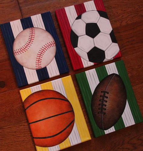 Basketball Painting, Sports Themed Bedroom, Mini Tela, Sports Painting, Picture Painting, Boys Rooms, Small Canvas Paintings, Sports Wall Art, Sports Room