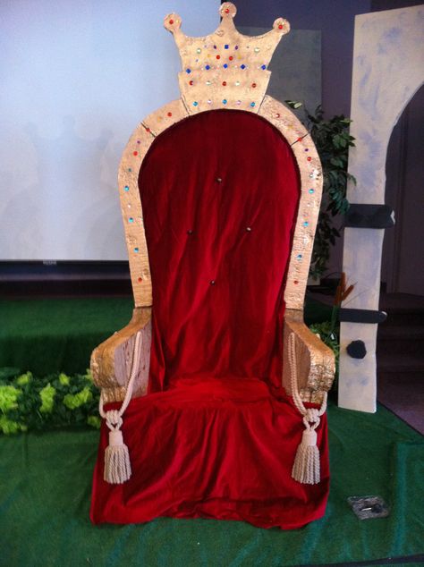 Diy Throne Chair, Mighty Fortress Vbs, King Throne Chair, Kingdom Vbs, King On Throne, Knight Party, Medieval Party, Vbs Themes, Throne Chair