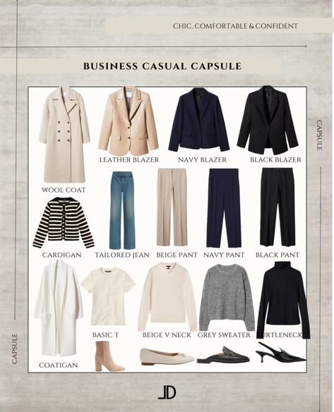 Business Casual Capsule Wardrobe, Business Casual Capsule, Stylish Mom Outfits, Casual Capsule Wardrobe, Latest Winter Fashion, Neutral Capsule Wardrobe, Chic Outerwear, Capsule Wardrobe Work, Capsule Wardrobe Outfits