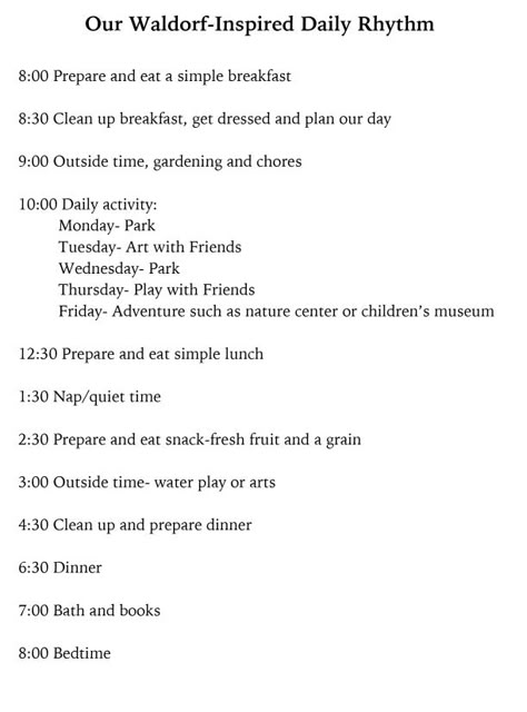 Daily Rhythm Waldorf, Waldorf Schedule Daily Routines, Waldorf Morning Rhythm, Waldorf Curriculum Kindergarten, Waldorf Rhythm Daily Routines, Waldorf At Home, Waldorf Curriculum Homeschooling, Waldorf Schedule, Slow Childhood