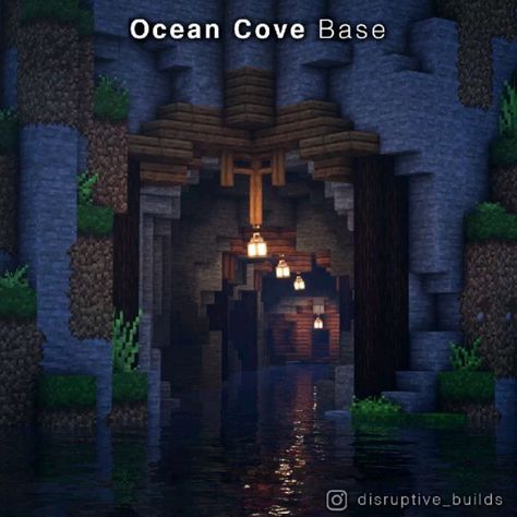 12.9 mil Me gusta, 84 comentarios - disruptive / Minecraft Builder (@disruptive_builds) en Instagram: "I made a base inside of an Ocean Cove! Sail in with a boat and dock at the entrance and you will…" Disruptive Builds, Minecraft Cave House, Minecraft Building Designs, Minecraft Underwater, Aesthetic Minecraft Builds, Minecraft Underground, Minecraft W, Minecraft Houses Blueprints, Cove Base