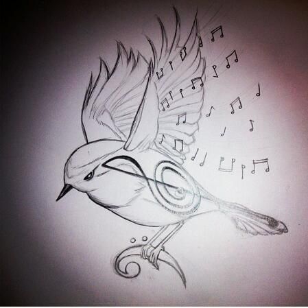 Bird/Music Note tattoo Music Bird Tattoos, Songbird Tattoo, Music Bird, Music Notes Tattoo, Vogel Tattoo, Tattoo Music, Music Note Tattoo, Music Tattoo Designs, Note Tattoo