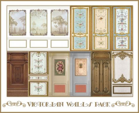 Sims 4 Designs: Victorian Walls Pack Sims 4 Victorian House, Royal Wallpaper, Sims Medieval, Victorian Wallpaper, Victorian Wall, Sims 4 House Design, Casas The Sims 4, Sims Building, 4 Wallpaper