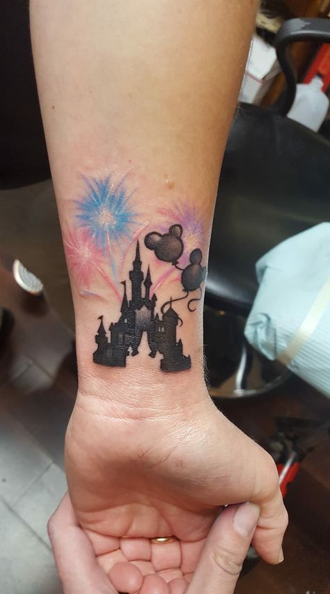 Behind The Ear Disney Tattoo, Disney Heart Tattoo, Mom And Daughter Disney Tattoos, Disney Fireworks Tattoo, Disneyworld Tattoos, Disney Floral Tattoo, Disney Tattoo Sleeves For Women, Disney Foot Tattoo, Small Disney Tattoo Ideas