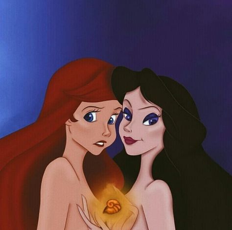 Ariel And Vanessa, Wlw Costumes, Vanessa The Little Mermaid, Vanessa Little Mermaid, Goth Goddess, Disney Ursula, Beatles Cartoon, Dark Mermaid, Best Halloween Movies