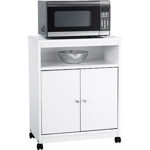 Microwave Cart, White Microwave Counter, Cabinet For Microwave, Microwave In Island, Kitchen Utility Cart, Maximize Kitchen Space, Microwave Toaster, Microwave Cart, White Microwave, Microwave Cabinet