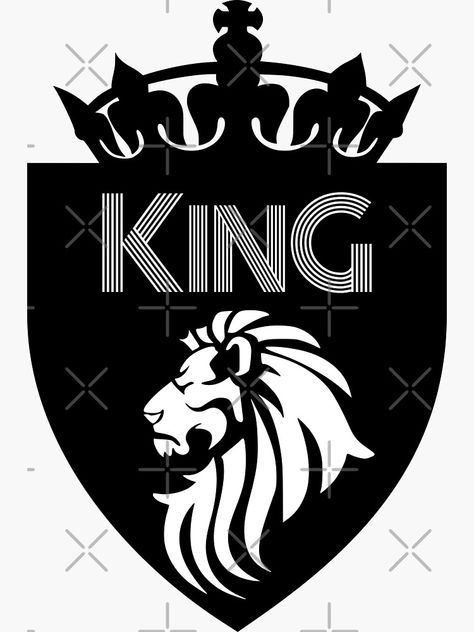 "King" Sticker by designsbykaye | Redbubble King Crown Drawing, Leon Logo, Lion Crown, Beard Logo, Tattoo Lion, Black And White Lion, Crown Drawing, King Tattoos, Lion Wallpaper