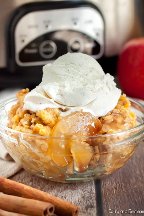 Dessert is even easier when you make this Crockpot Apple Dump Cake Recipe for the perfect fall dessert. The slow cooker does all the work! Apple Pie Filling Dump Cake, Pie Filling Dump Cake, Dump Cake Crockpot, Crockpot Apple Dump Cake, Crockpot Dessert, Crockpot Cake, Apple Dump Cake Recipe, Apple Turnover, Crockpot Apple