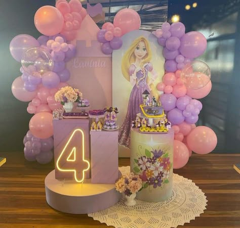 Rapunzel 2nd Birthday, Rapunzel Balloons, Rapunzel Birthday Decorations, Rapunzel Decorations, Rapunzel Birthday Party Decorations, Rapunzel Birthday Party Ideas, Fairy Theme Birthday Party, Rapunzel Birthday Cake, Kids Party Centerpieces