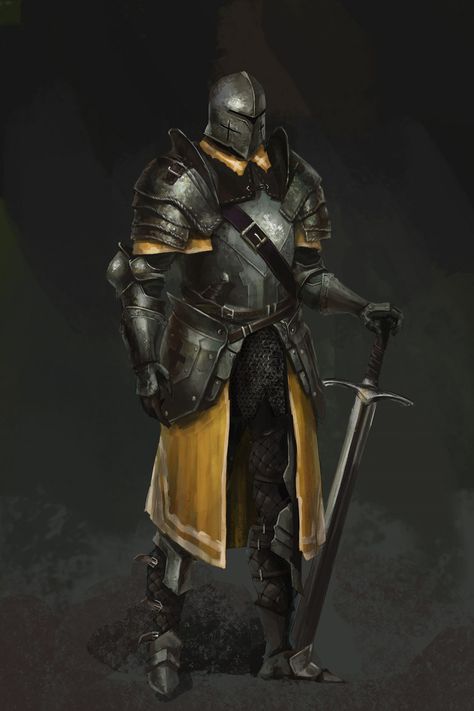 Yellow Knight Fantasy Art, Black And Gold Knight, Knight Armor Art, Fantasy Knight Art, Medieval Knight Art, Knight Character Art, Yellow Knight, Knight Concept Art, Knight Artwork