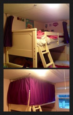 ... Bunk Bed Organizer, Diy Bunk Bed Curtains, Dorm Privacy, Bunk Bed Curtains, Bunk Bed Safety, Bunk Beds For Kids, Beds For Kids, Loft Bed Plans, Bunk Beds Built In