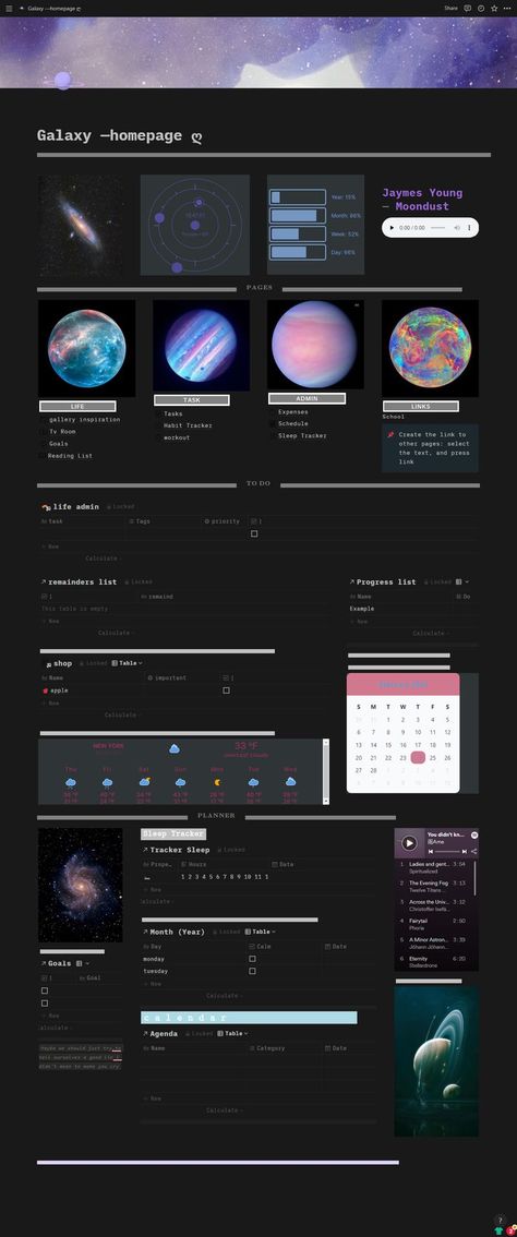 A Galaxy aesthetic notion template. Click on the image to get it!!! Cool Notion Template, Cyberpunk Notion Template, Notion Astrology Template, Space Themed Notion, Notion Cyberpunk, Witchy Notion Template, Notion Dark Mode Templates Aesthetic, Notion Space Theme, Gothic Notion Template