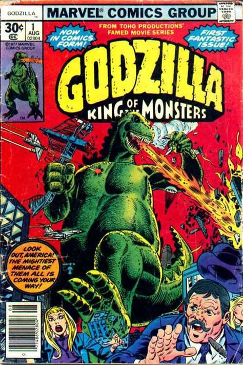 Godzilla #1, August 1977, cover by Herb Trimpe King Kong Movie, King Of Monsters, Godzilla Comics, Classic Comic Books, Giant Monsters, Marvel Comic Books, Classic Comics, Theme Halloween, Movie Monsters