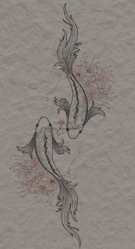 Pisces Tattoo Designs, Koi Tattoo Design, Pisces Tattoos, Koi Tattoo, Spine Tattoos For Women, Tattoos For Black Skin, Red Ink Tattoos, Fish Tattoo, Discreet Tattoos