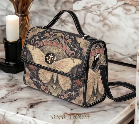 Alt Hippie, Moon Snail, Cottagecore Victorian, Cottagecore Bag, Canvas Satchel, Witchy Goth, Outfit Upgrade, Dream Bags, Mini Messenger Bag