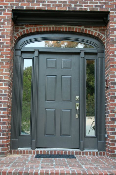 a place to dump pretty ideas and beautiful inspiration Front Door Grey House, Brown Front Door, Brown Front Doors, Metal Doors Design, Brown Doors, Grey House, Double Sliding Doors, Grey Doors, Door Inspiration