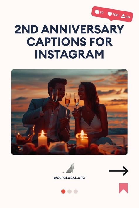 Graphic suggesting anniversary caption ideas for Instagram, with a couple toasting at sunset.
Graphic with celebratory phrases for a two-year relationship anniversary and a 'Get 100+ more' button.
Promotional image of a happy woman with laptop and symbolic social media elements for an Instagram engagement pod. 2 Year Engagement Anniversary Quotes, Caption For 2nd Anniversary, 2nd Engagement Anniversary Quotes, 2nd Anniversary Captions Instagram, 2 Year Anniversary Captions, Two Year Anniversary Quotes, Engagement Anniversary Caption, 2nd Year Anniversary Quotes, 2 Year Anniversary Captions Instagram