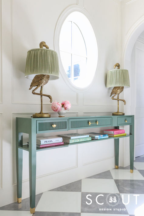 Flirting with fluting 💚  Part of the A Well Dressed Home collection, our High n' Tight Console features a slim profile that's perfect for tighter spaces. Coastal Console, A Well Dressed Home, Scout Design, Custom Dresser, Custom Consoles, Custom Dining Tables, Wallpaper Textured, Vintage Credenza, Beach Condo