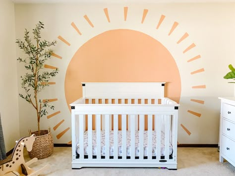 Nursery Ideas Wall Paint, Baby Room Wall Ideas, Nursery Accent Wall Paint, Nursery Wall Painting Ideas, Children Room Wall Painting, Baby Room Paint Ideas, Baby Room Mural Ideas, Baby Room Wall Painting, Nursery Wall Paint