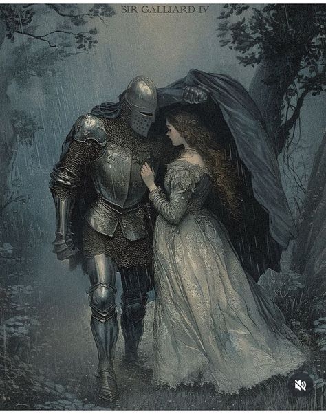 Medieval Romance, Check On Me, Caught In The Rain, Medieval Aesthetic, Rennaissance Art, Romance Art, 다크 판타지, Knight Art, Beautiful Dark Art