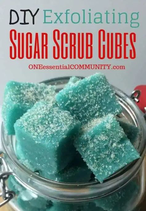 Exfoliating Sugar Scrub Cubes Homemade Sugar Scrub, Diy Sugar Scrub Recipe, Sugar Scrub Cubes, Homemade Essential Oils, Homemade Essential Oil, Sugar Scrub Homemade, Homemade Scrub, Sugar Scrub Recipe, Essential Oils Gifts