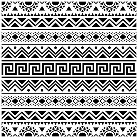 Cover Ups Tattoo, Aztec Pattern Design, Cream Tattoo, Mexican Pattern, African Pattern Design, Muster Tattoos, Illustration Simple, Mayan Art, Easy Drawing Tutorial