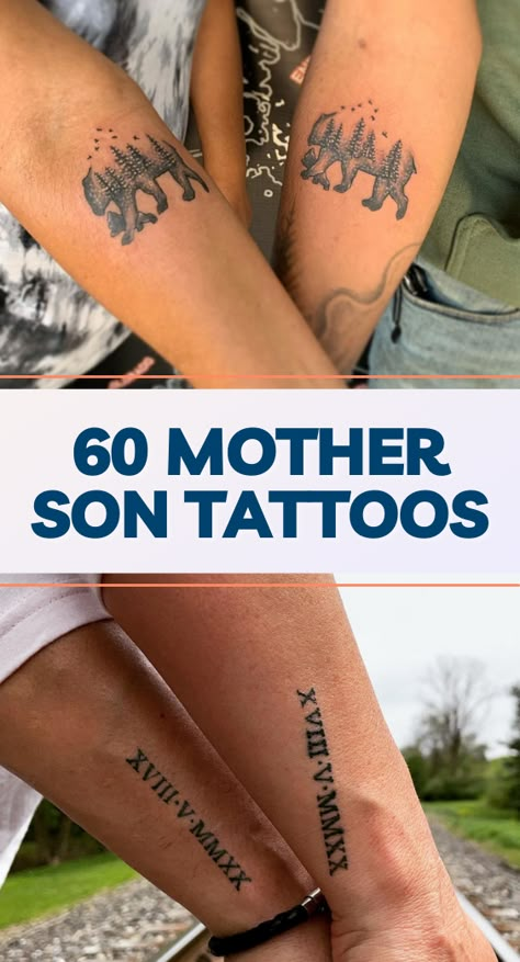 Tattoo For Son Mother, Small Mom And Son Tattoo Ideas, Matching Tattoo Mother Son, Matching Mum And Son Tattoos, Mother Son Tattoos Quotes Meaningful, Mother Of Boys Tattoo, Mom Son Tattoo Design, Mom Son Daughter Tattoo, Mom Son Matching Tattoo Ideas