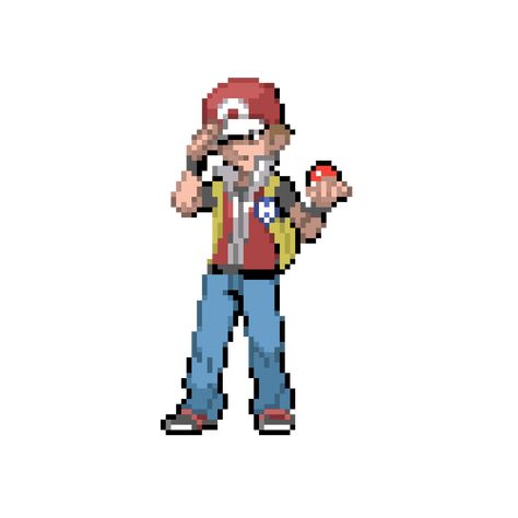 Pokemon Trainer Sprites, Red Pokemon, Pokemon Trainer Red, Trainer Red, Pokemon Sprites, Pokemon Trainer, Pokemon, Red, Pokémon