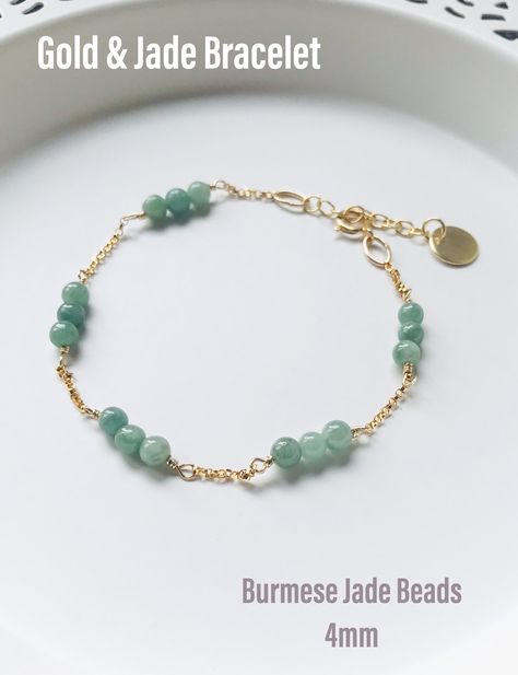 Round Bead Jewelry, Minimalist Jewelry Making, Minimal Beaded Jewelry, Beaded Jewelry Ideas, Crystal Beaded Bracelets, Jade Bead Bracelet, Chain Bracelet Diy, Anting Manik, Crystal Bead Jewelry