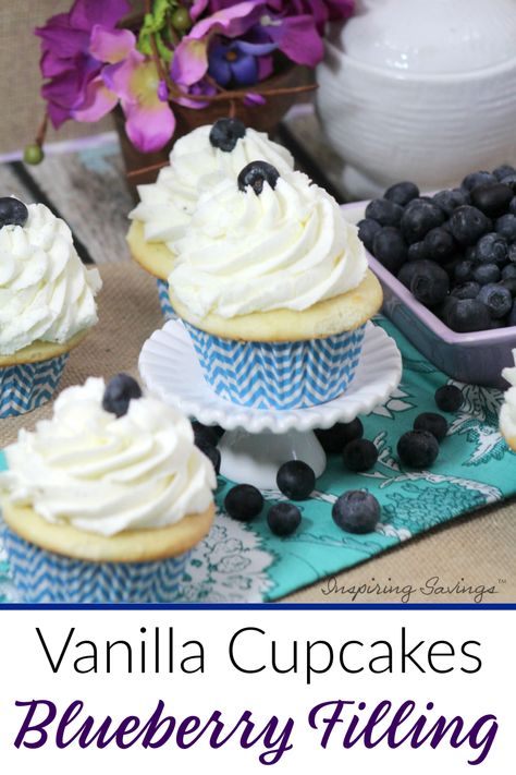 Blueberry Filling, Creative Dessert Recipes, Blueberry Cupcakes, Sour Cream Pound Cake, Easy Cupcake Recipes, Filled Cupcakes, Creative Desserts, Easy Cupcakes, Savoury Baking