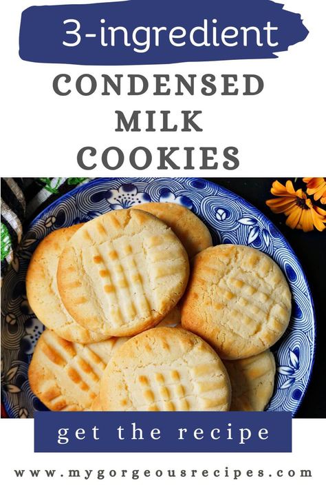 These 3-Ingredient Sweetened Condensed Milk Cookies are one of the simplest and quickest cookie recipe that is equally scrumptious. Made with sweetened condensed milk, butter and flour, they have a delicate rich flavour and fantastic richness without being overly sweet. An indulgent cookie recipe for everyone! Sweetened Condensed Milk Cookies, Tea Cake Cookie Recipe, Cookie Recipes Condensed Milk, Condensed Milk Biscuits, Condensed Milk Recipes Easy, Coconut Sweetened Condensed Milk, Condensed Milk Desserts, Sweetened Condensed Milk Recipes, Condensed Milk Cookies